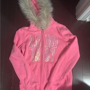 Y2K Aeropostale fur zip up (size L but fits like M)